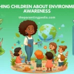 Illustration of children learning about the environment and Earth from an adult