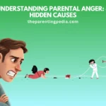 Illustration of an angry parent with children causing mischief, depicting parental anger