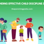 Illustration of parents guiding children with calm and supportive discipline strategies in a positive home environment.
