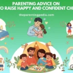Illustration of parents spending quality time with children through reading, outdoor play, cycling, and family bonding, symbolizing parenting advice on raising happy and confident kids.