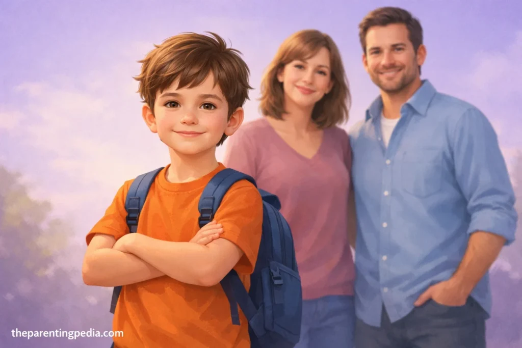 confident child with supportive parents success mindset