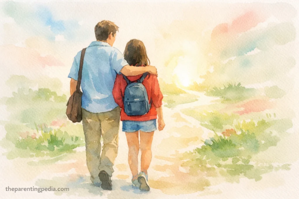 parent walking with child strong bonding and guidance