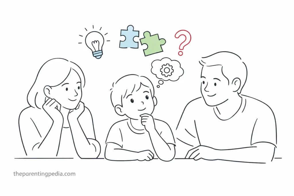parents helping child think and solve problems