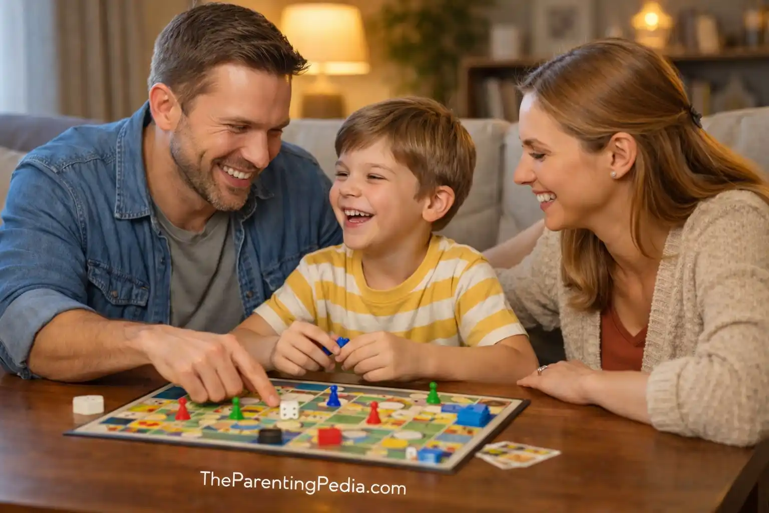 Parents engaging children in offline activities like board games to reduce gaming addiction