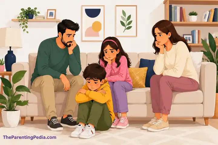Why Children Stop Sharing Their Feelings With Parents.. Family struggling with emotional communication as disconnected children at home.