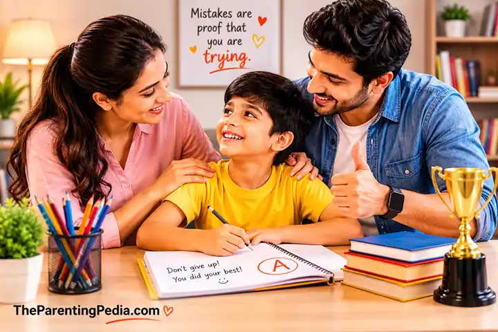 Parents encouraging their child as part of daily habits that build strong confidence in children