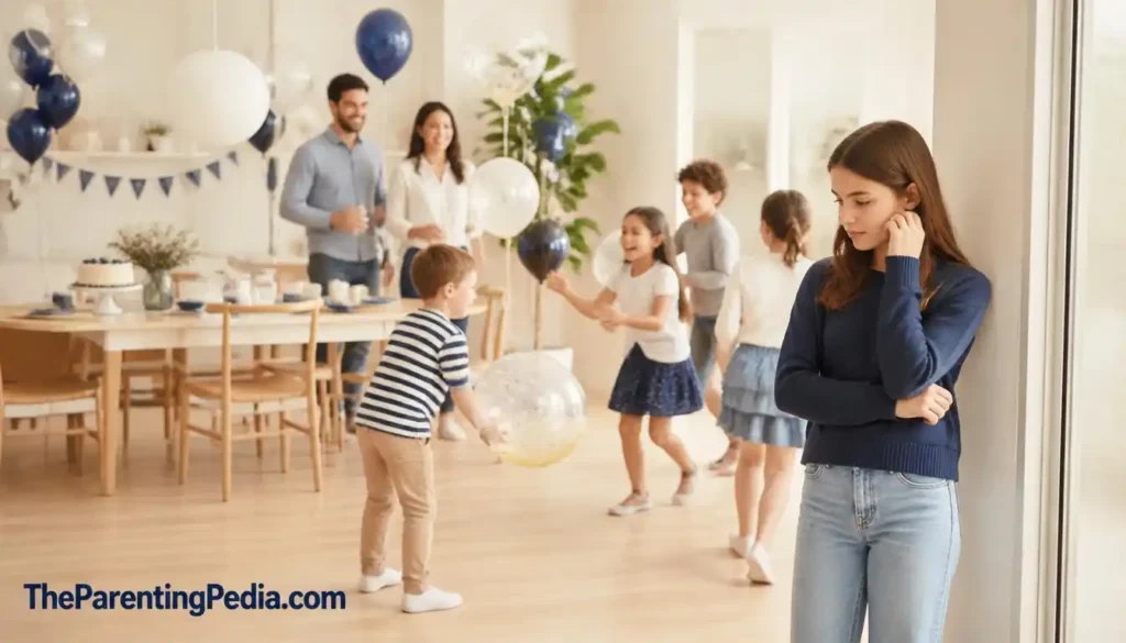 Teen Girl feeling left out at a birthday party with other children