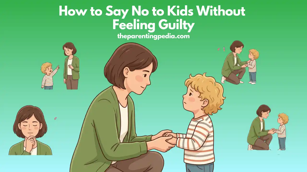 Parent gently saying no to a child without feeling guilty