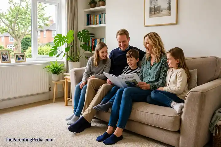 Family reading together to build healthy family boundaries