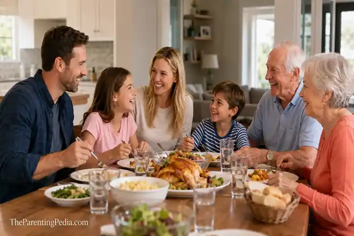 Healthy Family Boundaries during a family dinner at home