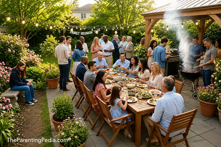 children feel left out at a family reunion while others enjoy a backyard gathering