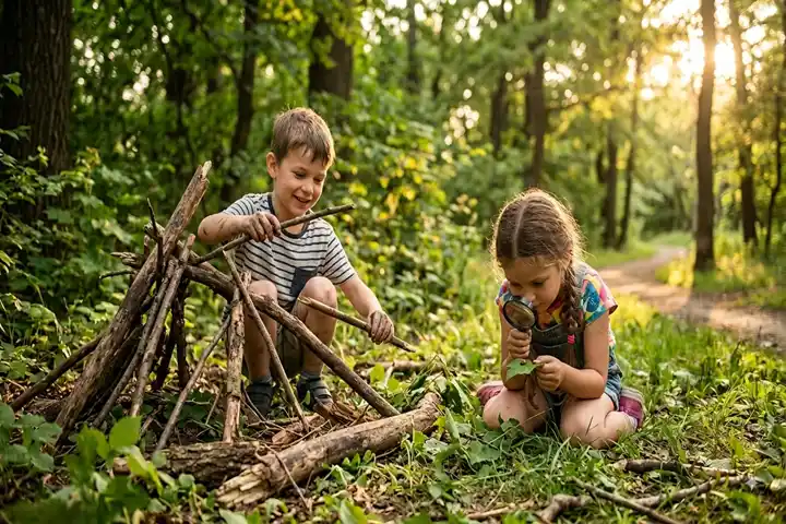 Free time for kids encourages outdoor imaginative play