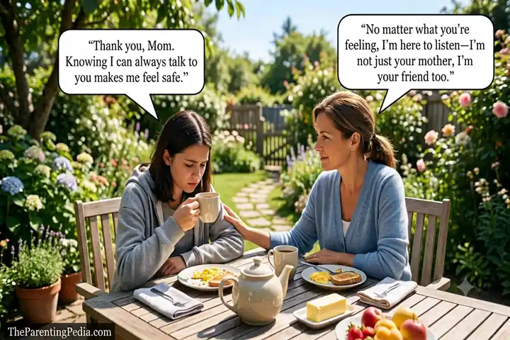 Mother listening to her teenage daughter, showing Emotional Openness in Gen Z & Gen Alpha through honest conversation.