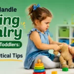 Sibling rivalry between toddlers over a teddy bear
