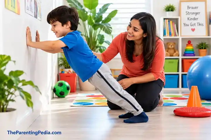 Self-regulation activities for autistic children using wall push-ups