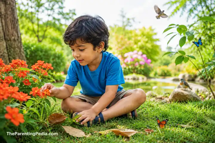Yoga for kids inspired by peaceful outdoor nature exploration