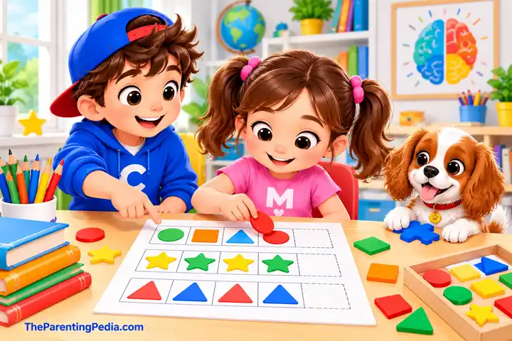 Brain Gym Exercises for Kids with a shape puzzle activity